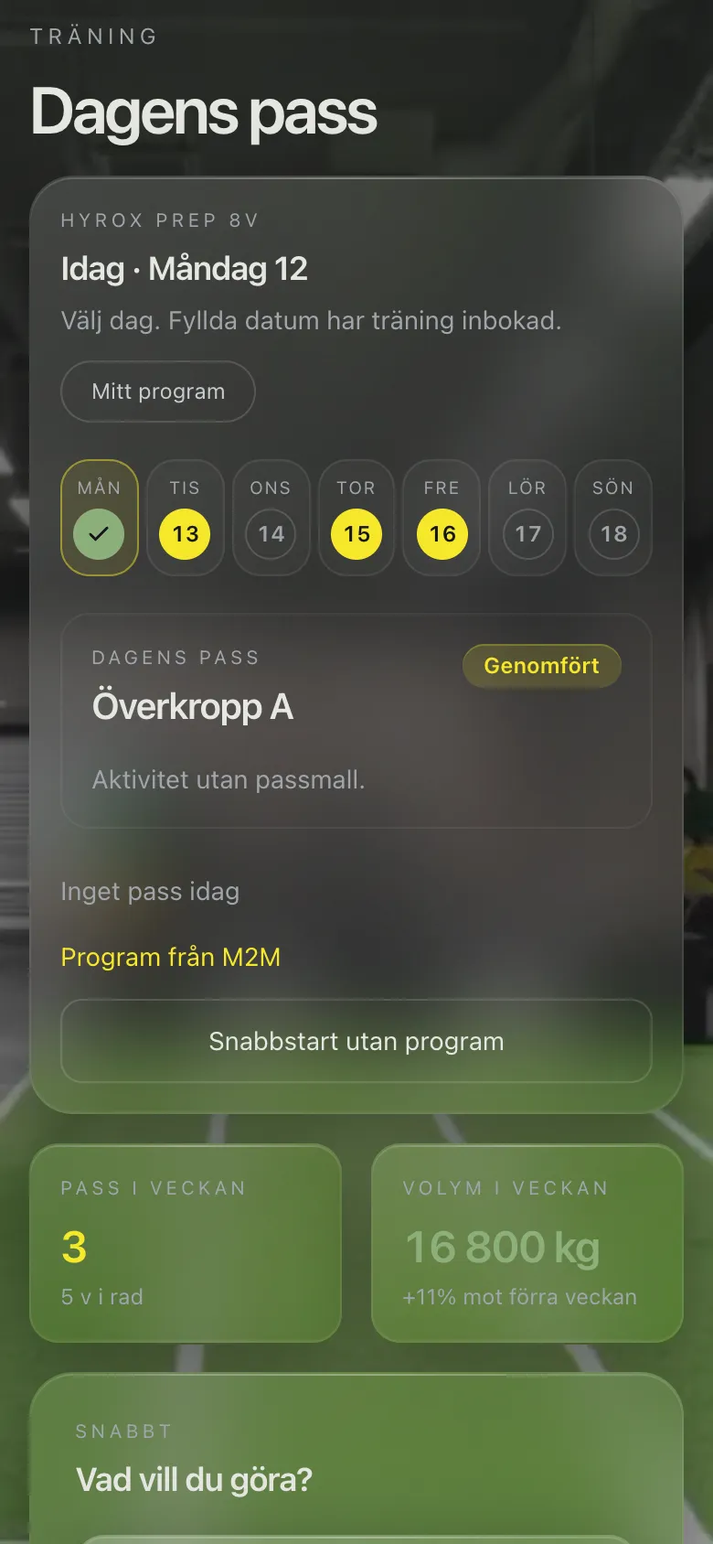 Mind2Muscle-appen — Träning och dagens pass